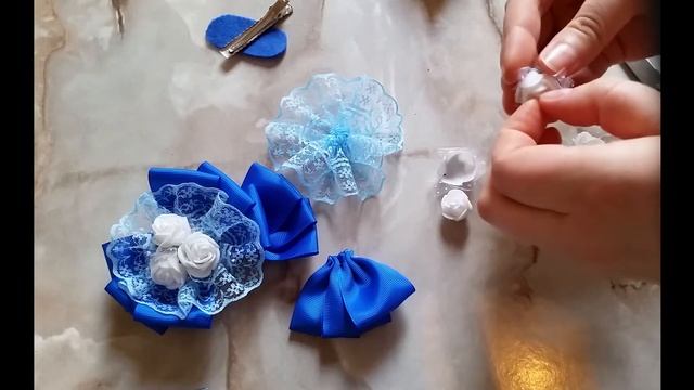 Бантик из репсовой ленты и кружева МК смотреть онлайн