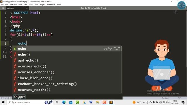 Write a PHP program to print table of a number смотреть онлайн