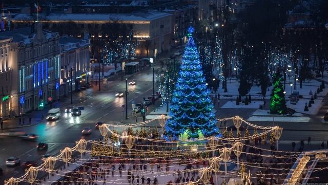 Новогодний Воронеж с высоты Azimut Hotel (Timelapse 4K) смотреть онлайн