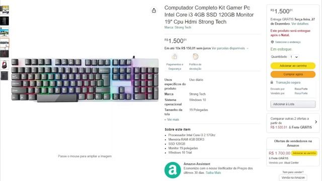 Computador Completo Kit Gamer Pc Intel Core i3 4GB SSD 120GB Monitor 19" Cpu Hdmi Strong Tech é bom смотреть онлайн