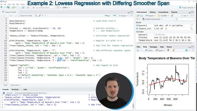 lowess() R Smoothing Function (2 Example Codes) | Normalization by Lowess Regression | Smoother Spa смотреть онлайн