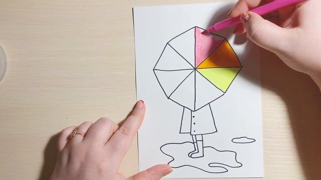 Как нарисовать человека с зонтиком - осенний рисунок для детей смотреть онлайн
