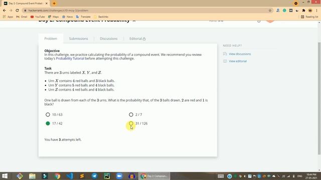 HackerRank Day 2: Compound Event Probability solution in Python Programming | 10 Days of Statistics смотреть онлайн