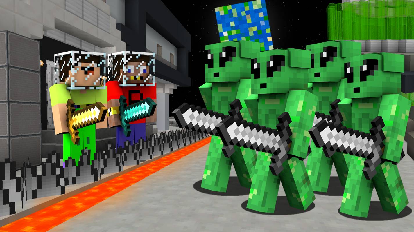 НУБ И ПРО ПОСТРОИЛИ ЗАЩИЩЁННЫЙ ДОМ ПРОТИВ ИНОПЛАНЕТЯН НА ЛУНЕ В МАЙНКРАФТ! НУБ И ЛОВУШКА MINECRAFT