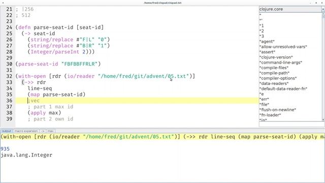 Advent of Code 2020 Day 5 Binary Boarding in Clojure (threading macros) смотреть онлайн