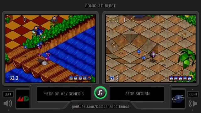 Sonic 3D Blast (Sega Genesis Vs Sega Saturn) Side By Side Comparison