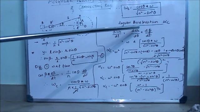 angular velocity & angular acceleration of connecting rod (analysis of slider crank)-part 2 смотреть онлайн