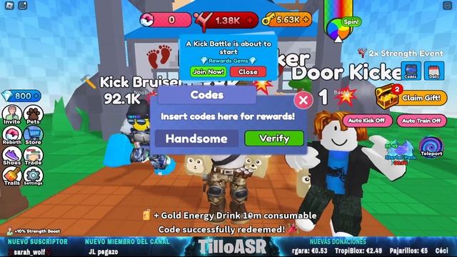 8 CÓDIGOS de ? KICK DOOR SIMULATOR ? activos Y actualizados / NEW UPDATE / ROBLOX 2023 / TilloASR смотреть онлайн