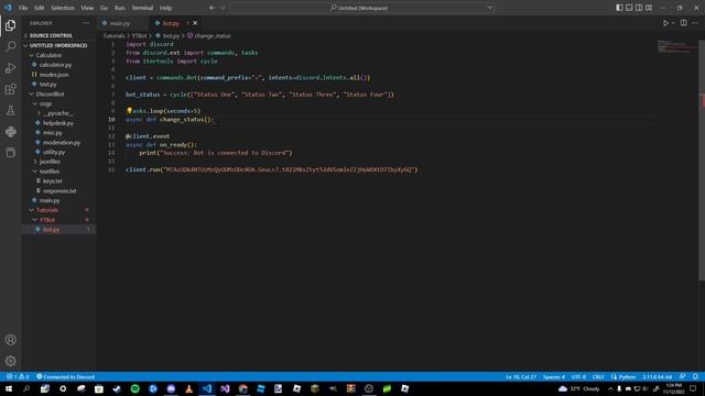 Making A Discord Bot In Python (Part 3: Activity Status) смотреть онлайн