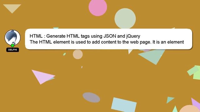 HTML : Generate HTML tags using JSON and jQuery смотреть онлайн