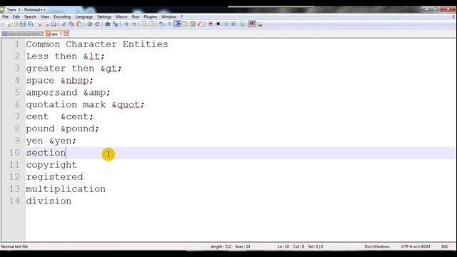13. HTML codes of common character entities смотреть онлайн
