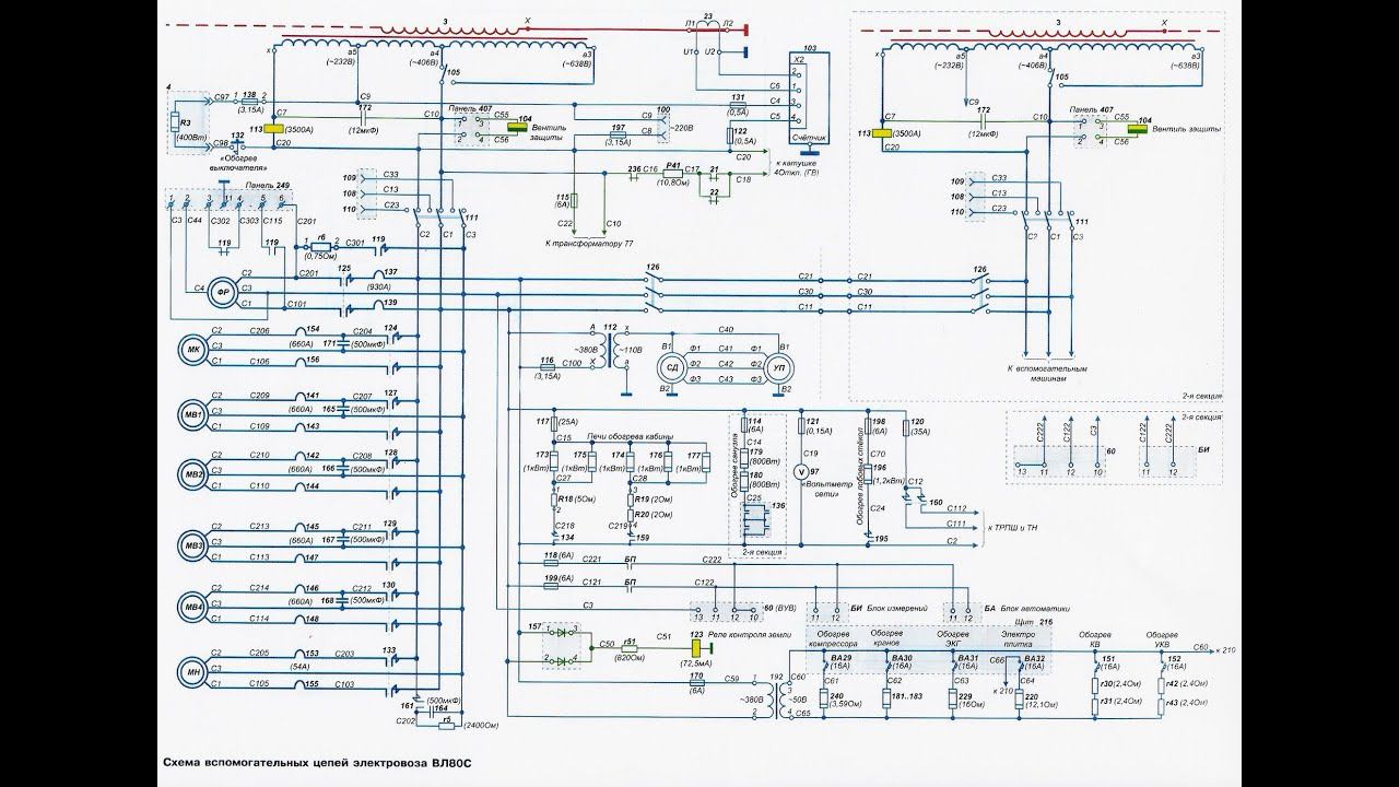 Учебный фильм "Силовые цепи вспомогательных машин электровоза ВЛ80С". смотреть онлайн