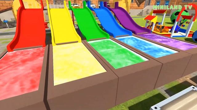 Learn Colours With Street Transport Magic Side And Colour Pool Cartoons For Kids