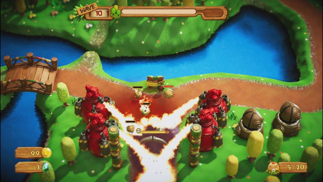 PixelJunk™ Monsters 2 - Статуя против 4 огнеметов смотреть онлайн