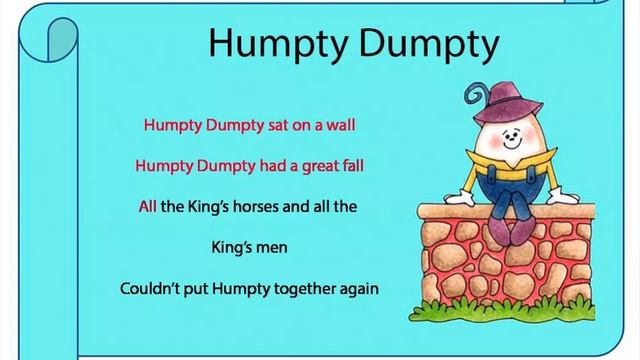 Humpty Dumpty стихи на английском для детей задания для детей английский язык для детей слушать смотреть онлайн