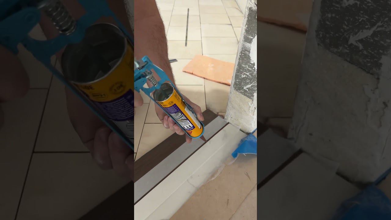 Герметизация швов между плиткой и доской эластичным герметиком Sikaflex #дизайнерскийремонт смотреть онлайн