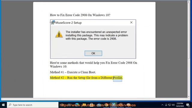 Fix Error Code 2908 On Windows 10 смотреть онлайн