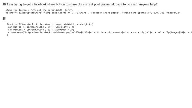Wordpress: Facebook Share Permalink Javascript href смотреть онлайн
