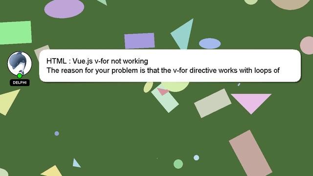 HTML : Vue.js v-for not working смотреть онлайн