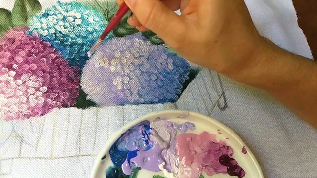 hydrangea painting on fabric смотреть онлайн