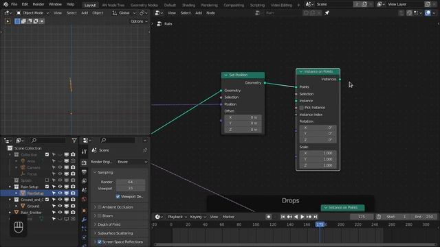 Procedural Rain effect with Geometry Nodes in Blender - Detailed Tutorial смотреть онлайн