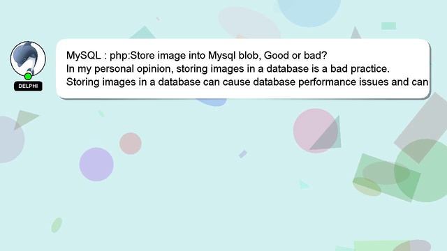 MySQL : php:Store image into Mysql blob, Good or bad? смотреть онлайн