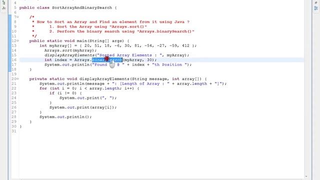 JAVA HOW TO SORT AN ARRAY AND FIND AN ELEMENT USING BINARY SEARCH смотреть онлайн