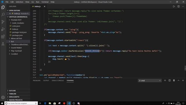 Permissions / Rechte | discord.js #11 смотреть онлайн