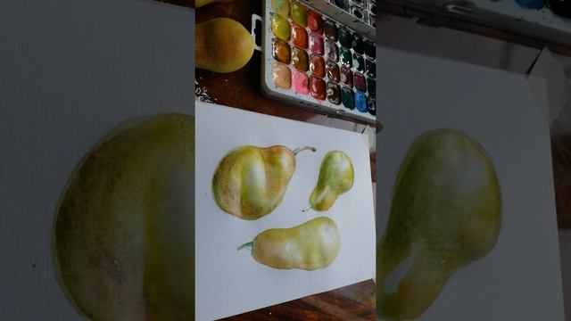 Поэтапный рисунок груш/ как нарисовать груши поэтапно/ рисунок свет тень груши смотреть онлайн
