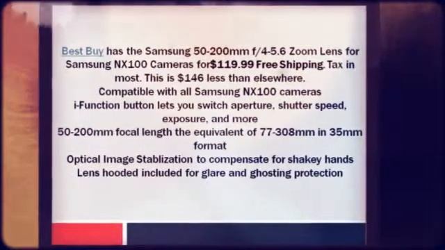 Samsung 50-200mm f/4-5.6 Zoom Lens for Samsung NX100 Cameras смотреть онлайн