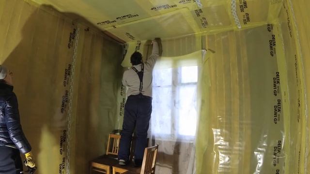 Пароизолируем стены Delta Dawi GP и проклейка швов скотчем Delta