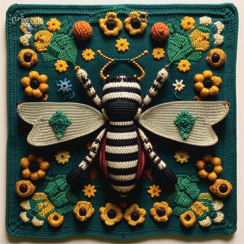 Квадратные мотивы с ЖУКАМИ от нейросети. ВЯЗАНИЕ. смотреть онлайн