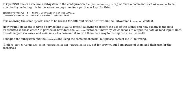 What's the principle behind OpenSSH subsystems (or command= option)? смотреть онлайн