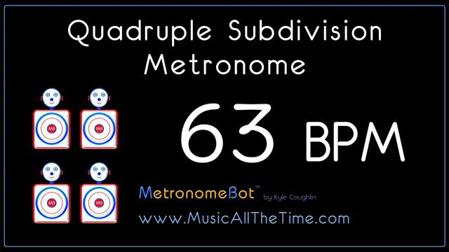 Quadruple subdivision metronome at 63 BPM MetronomeBot смотреть онлайн