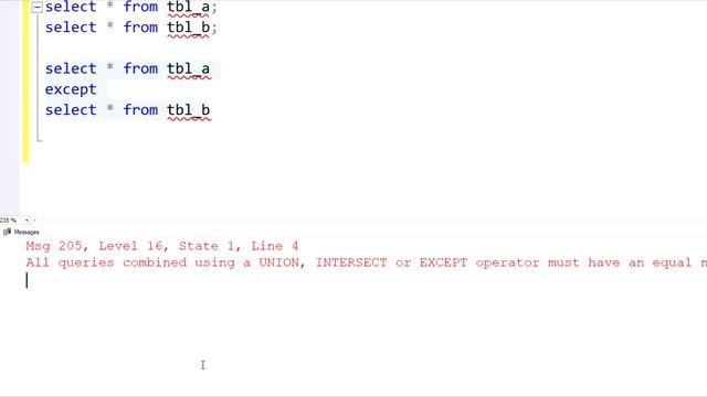 Except SQL Server Operator with Example смотреть онлайн