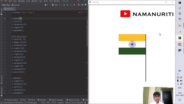 How to draw Indian flag using python? | learn programming | Happy Republic day смотреть онлайн