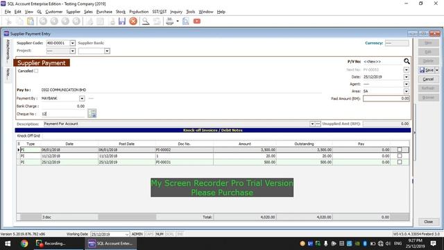 3.3 Supplier Payment in SQL Accounting System смотреть онлайн