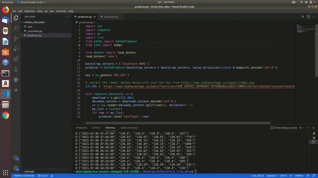 taking realtime data using python code in kafka смотреть онлайн