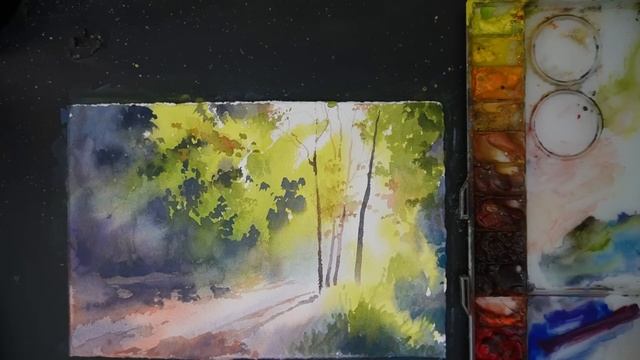 How to paint tree - watercolor painting tutorial смотреть онлайн