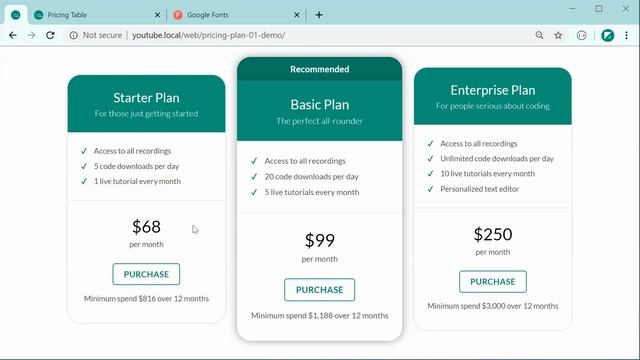 How to Create a Pricing Plans Table - HTML & CSS Tutorial (Web Design) смотреть онлайн