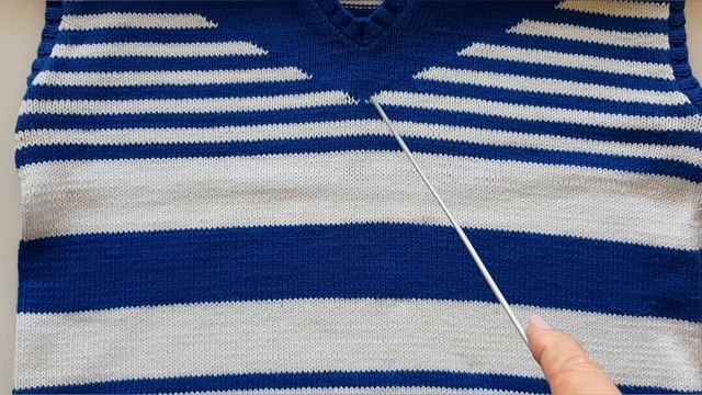 Тельняшка/топ в морском стиле спицами. МК. Vest/top in a nautical style with knitting needles. смотреть онлайн