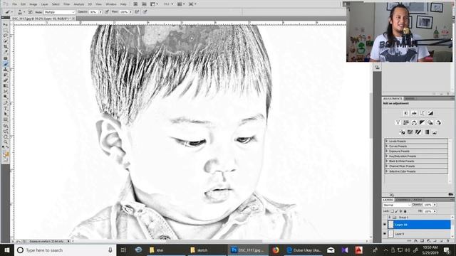 Sketch effect photoshop tutorial in Tagalog смотреть онлайн