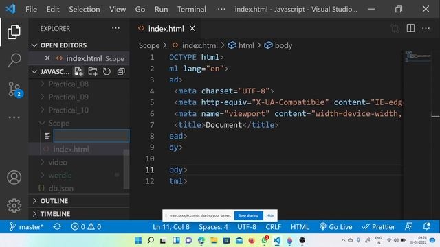 #28 - JavaScript Global vs Local vs function vs block level Scope in Telugu смотреть онлайн