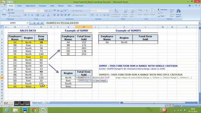 Excel 2007, 2010 : SUMIF () and SUMIFS () Function to sum a range with single and multiple criteria смотреть онлайн