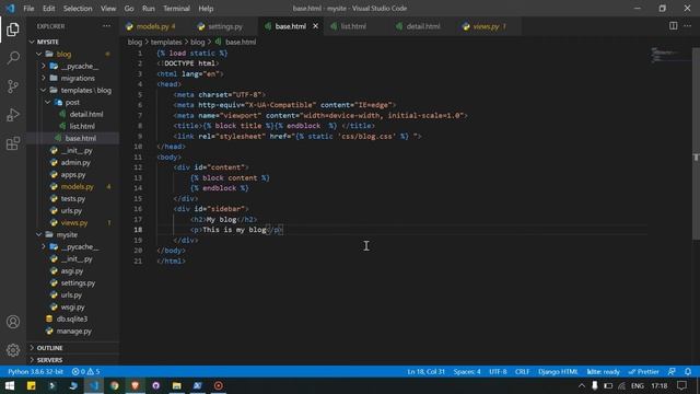#7 Python Django course for beginners | how to create templates for views in Django | Part 7 смотреть онлайн