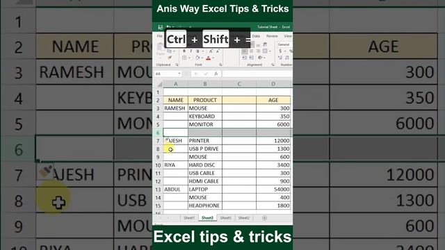 insert row and column in excel shortcut #exceltutorial #exceltips #excel смотреть онлайн