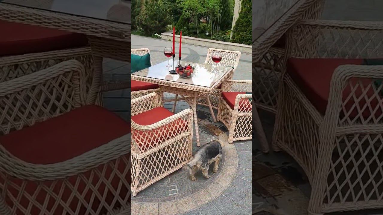 Плетеная уличная мебель VILLA ROSA - воздушный комплект для комфортного отдыха. Лаунж мебель MOKKA. смотреть онлайн