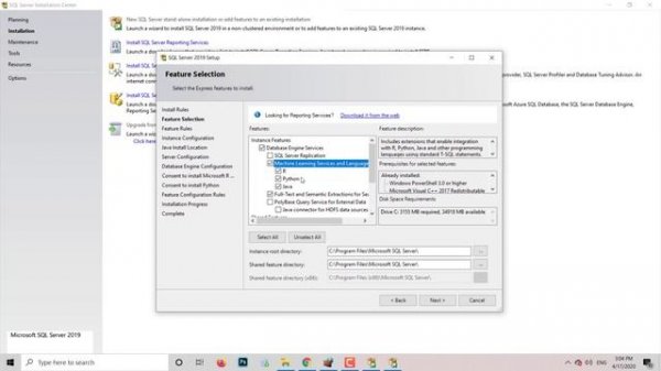 SQL Server 2019 setup and installation.