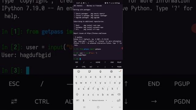 Ngoding Python Pake HP - Supaya Input Password Ga Keliatan Pas di Ketik смотреть онлайн