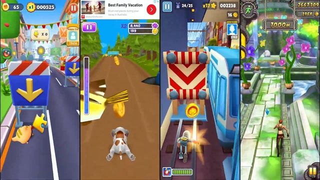 Cat Runner Vs Dog Run Vs Subway Surfers Amsterdam Vs Temple Run 2 Blooming Sands - Endless Run Game смотреть онлайн